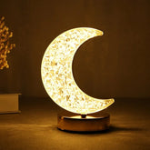 Crystal Table Lamp  Moon Shape Touch Control Lamp With 3 Color